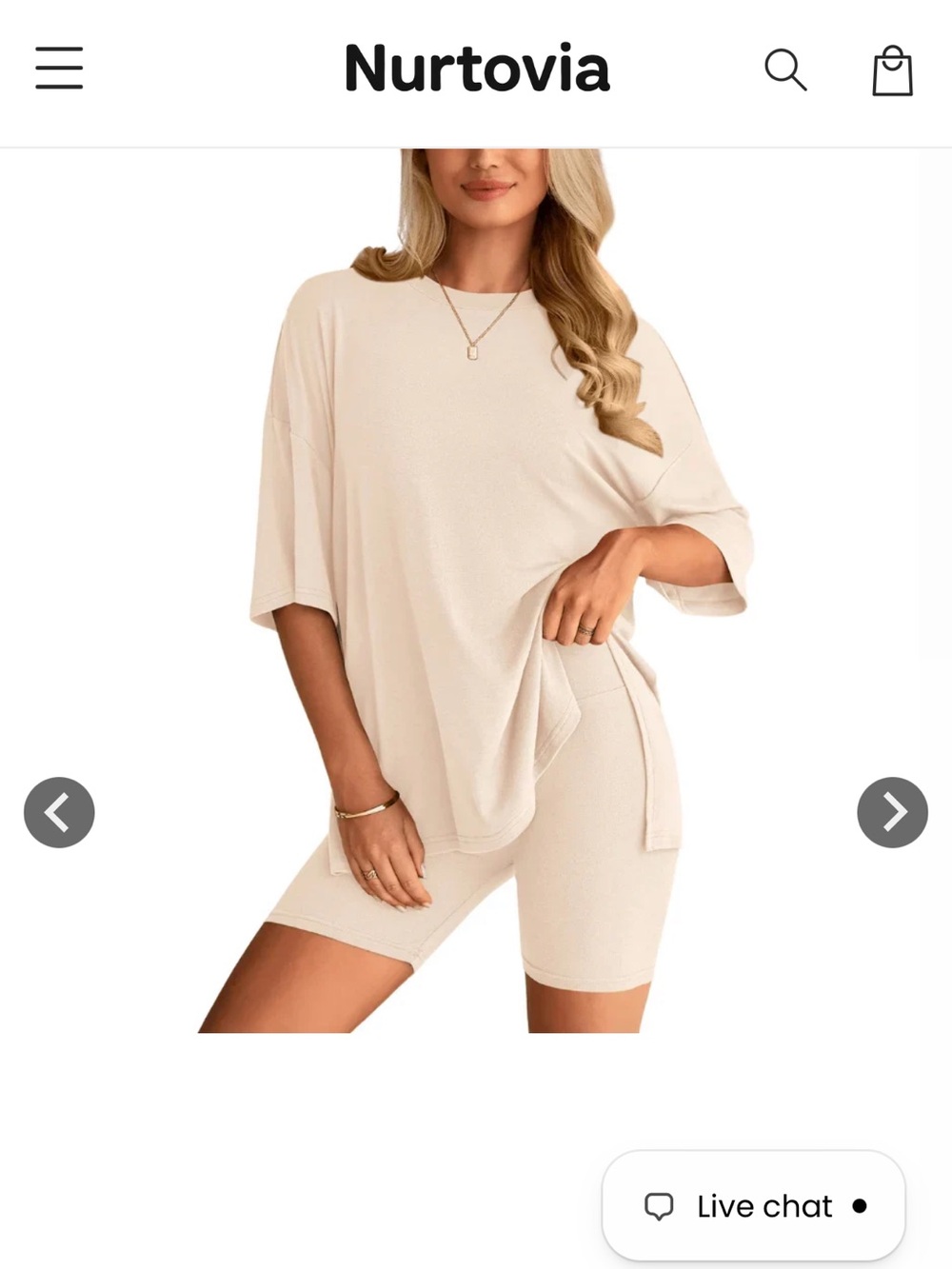 Women's Cream Relaxed Tee & Bike Short Set